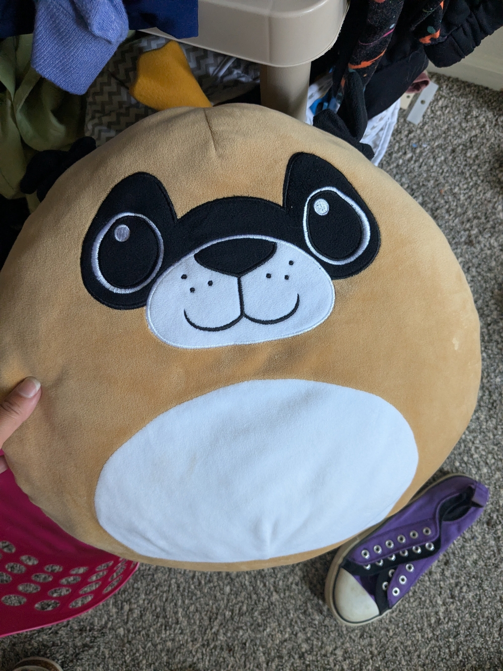 Squishmallows Tan & White Dog Face Plush Pillow